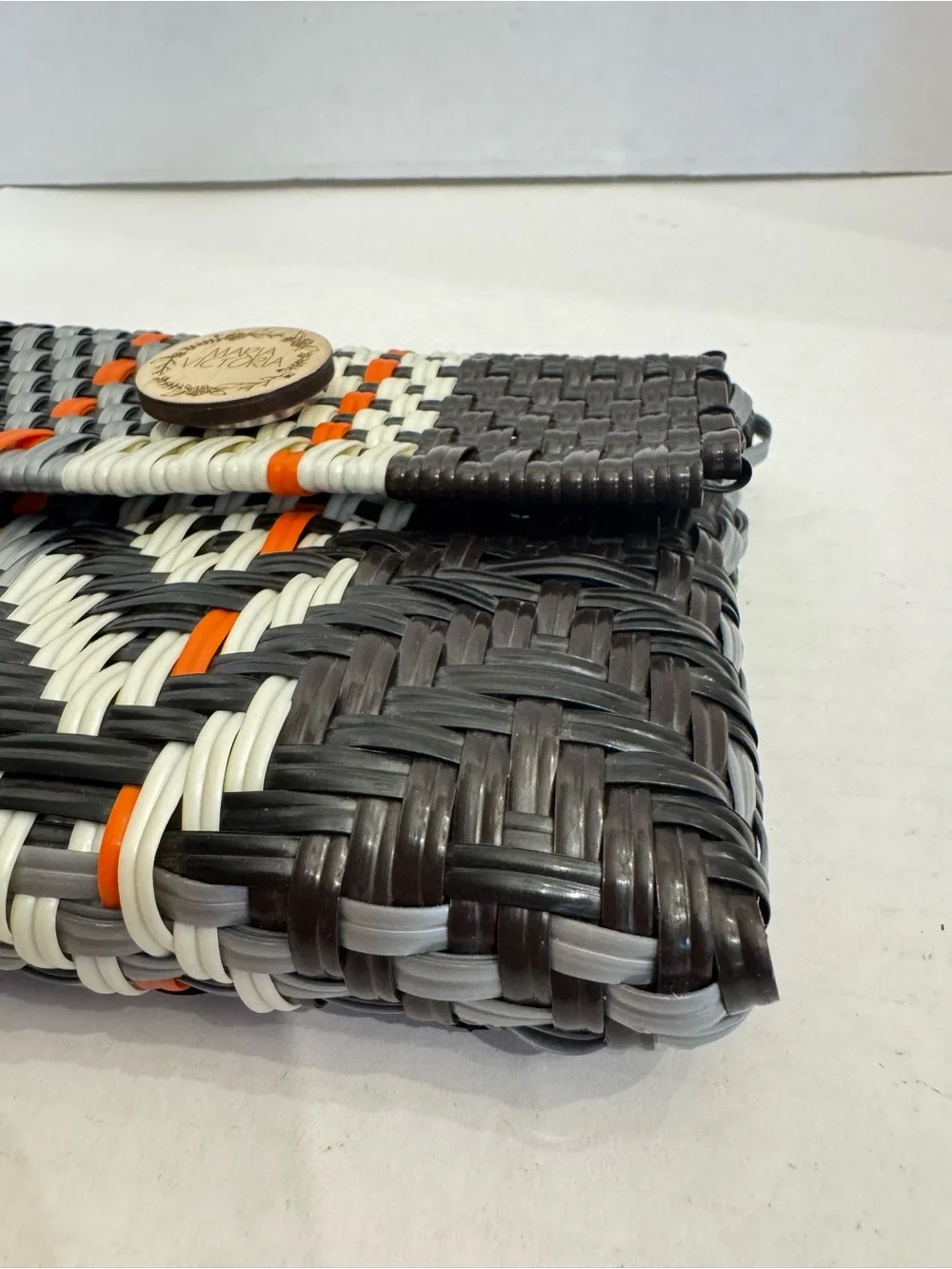 MARIA VICTORIA Handcrafted Artisan Made PVC Wristlet Clutch Bag Made in Mexico